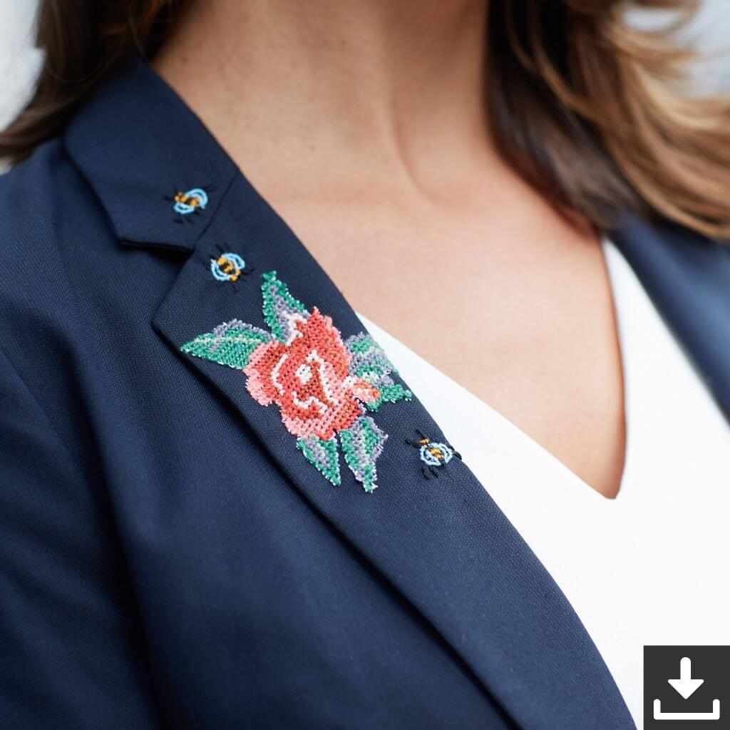 Anchor Blazer mit Rose Stickanleitung - Anchor (PDF) Lieblingsgarn