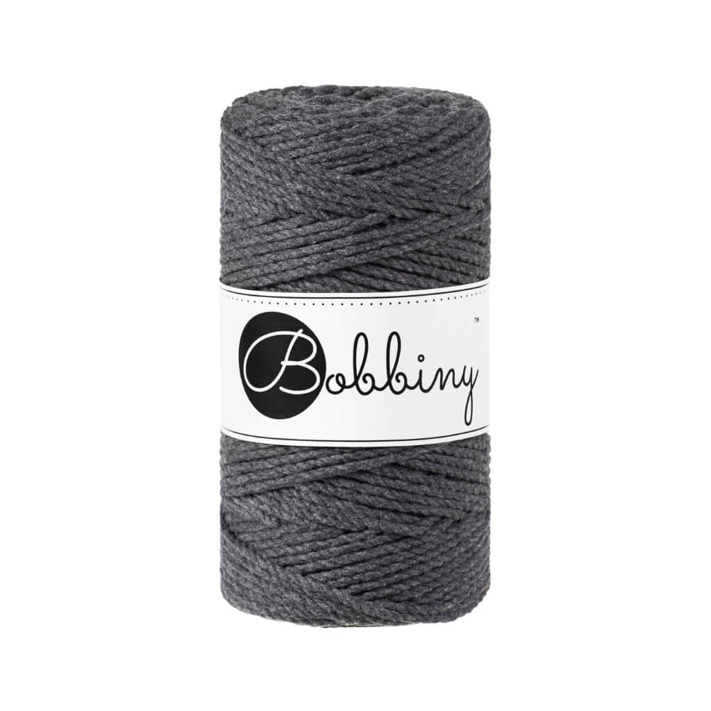 Bobbiny Makramee Garn 3mm gedreht Charcoal Lieblingsgarn
