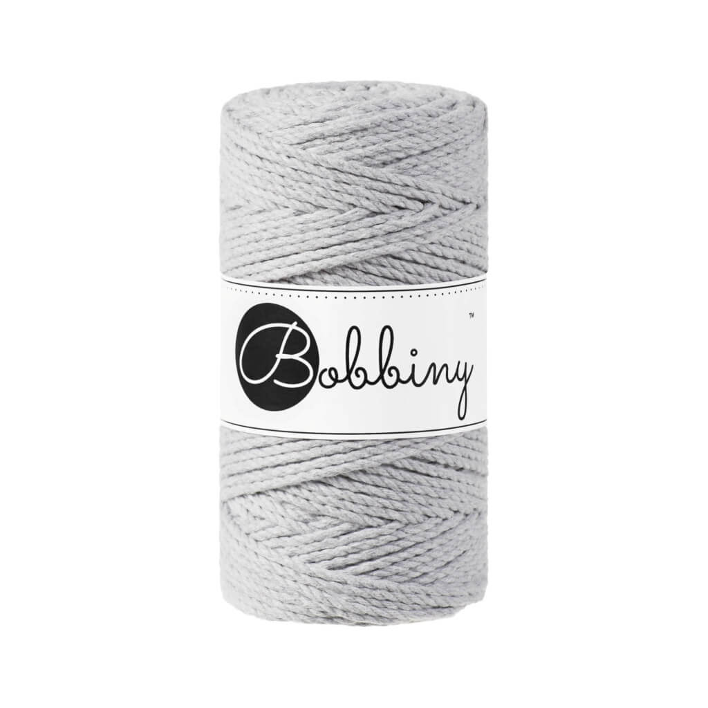 Bobbiny Makramee Garn 3mm gedreht Light Grey Lieblingsgarn