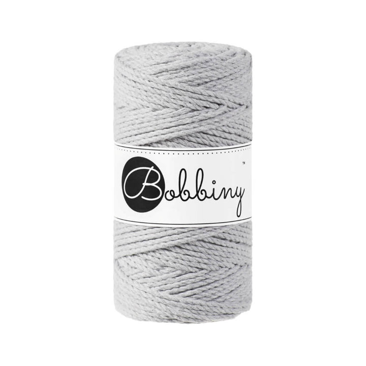 Bobbiny Makramee Garn 3mm gedreht Light Grey Lieblingsgarn