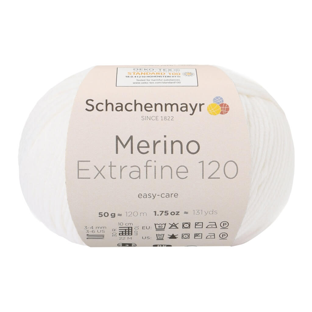 Schachenmayr Merino Extrafine 120 - Merinogarn 101 - Weiss Lieblingsgarn