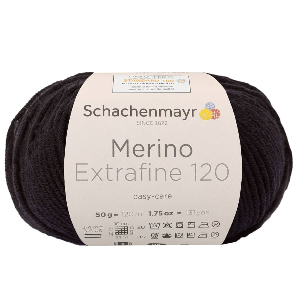 Schachenmayr Merino Extrafine 120 - Merinogarn 199 - Schwarz Lieblingsgarn