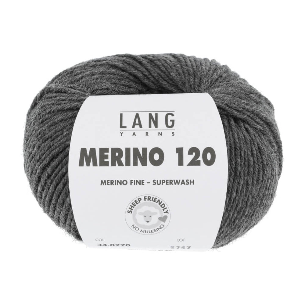 Lang Yarns Merino 120 - 50g 34.0270 - Dunkelgrau Mélange Lieblingsgarn