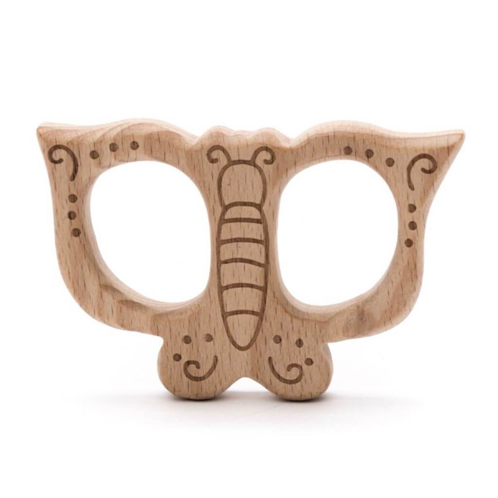 Baby Beißring Schmetterling aus Holz Lieblingsgarn