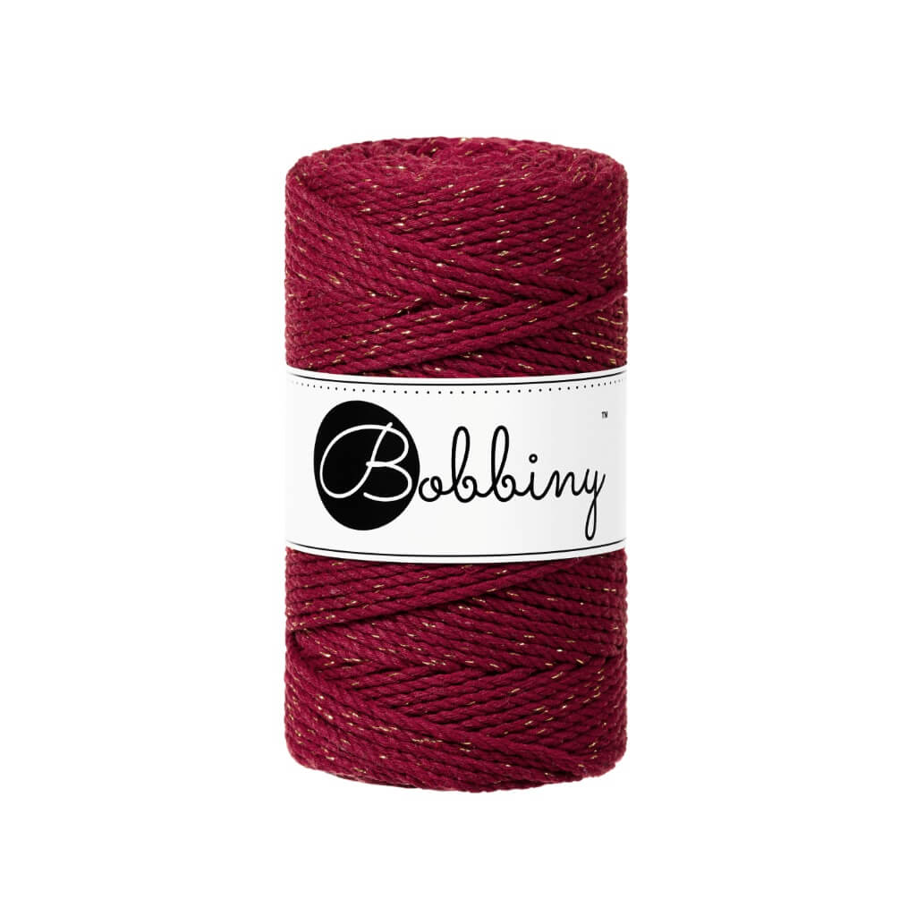 Bobbiny Makramee Garn 3mm gedreht Golden Wine Red Lieblingsgarn
