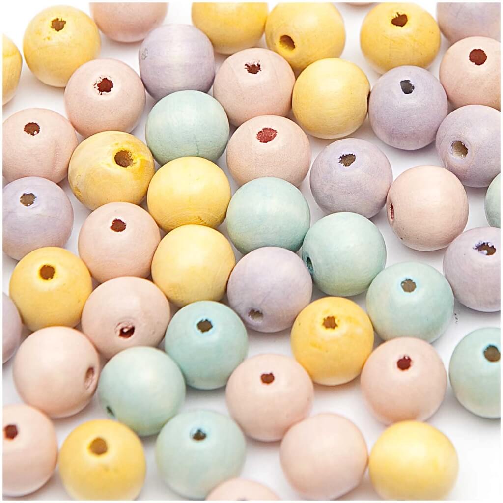 Rico Design Holzperlen Pastell - 25 Stk. Lieblingsgarn