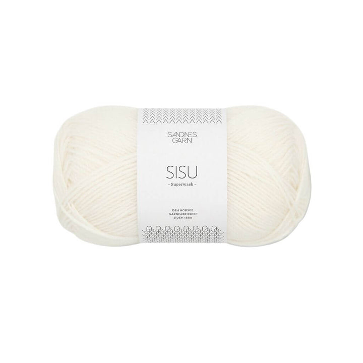 Sandnes Garn Sisu 50 g - Sockenwolle Superwash 1002 - Hvit Lieblingsgarn