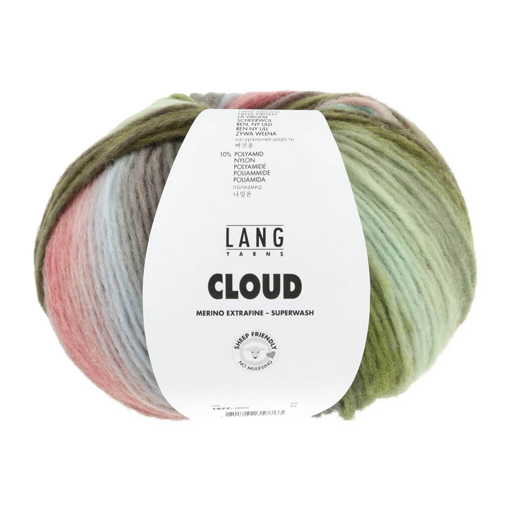Lang Yarns 020 - Dunkelgrün/Olive/Hellblau/Rot Lang Yarns Cloud Lieblingsgarn