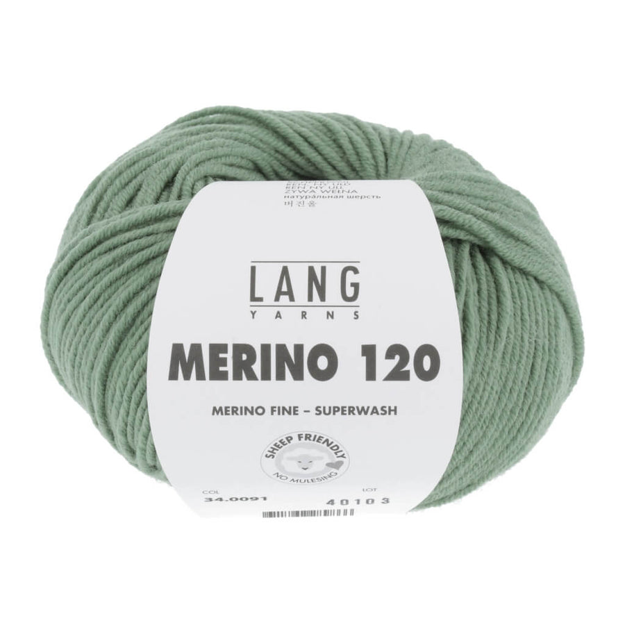 Lang Yarns Merino 120, Farbe 34.0091 Salbei – Merino und Schurwolle bei Lieblingsgarn