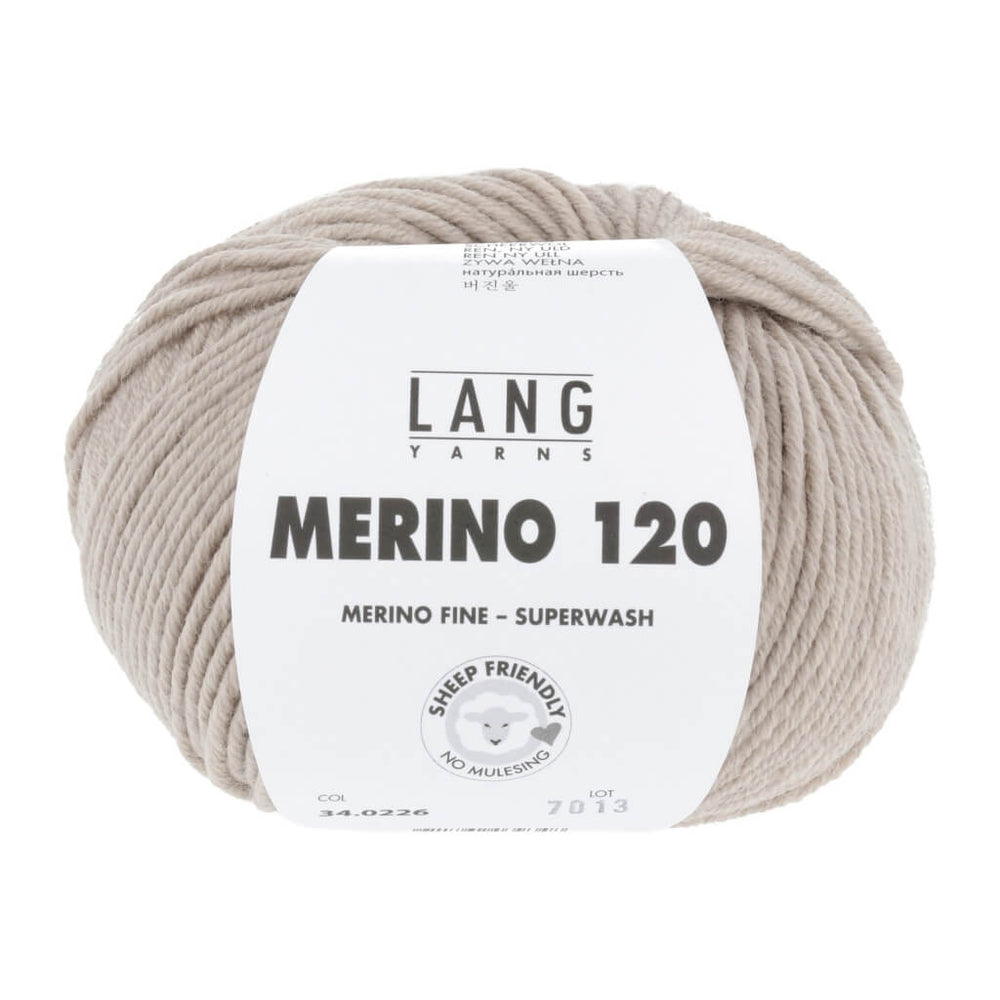 Lang Yarns Merino 120, Farbe 34.0226 Beige Mélange – Merino und Schurwolle bei Lieblingsgarn
