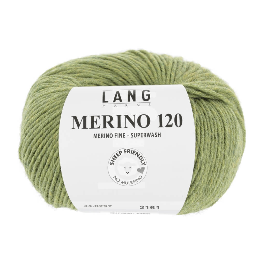 Lang Yarns 34.0297 - Hell Olive Mélange Lang Yarns Merino 120 Lieblingsgarn
