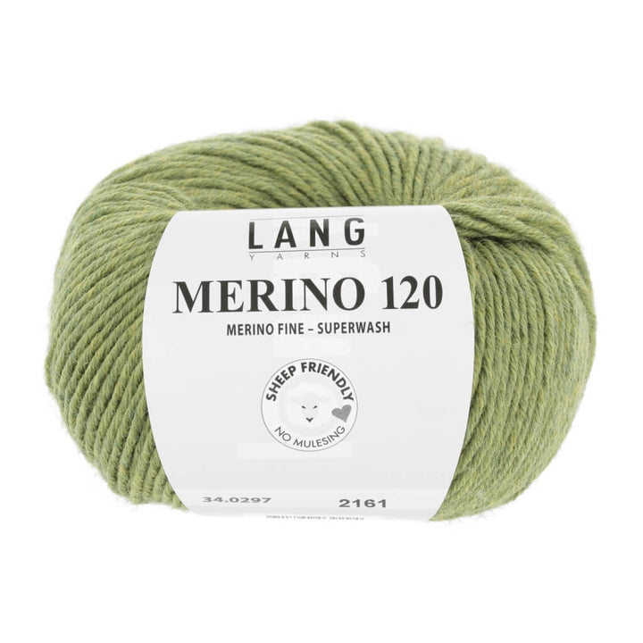 Lang Yarns 34.0297 - Hell Olive Mélange Lang Yarns Merino 120 Lieblingsgarn