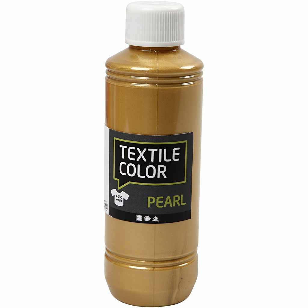 Creativ Company Creativ Company Textilfarbe, Gold, Perlmutt, 250 ml, mit Perlmutt/Metallic-Effekt Lieblingsgarn