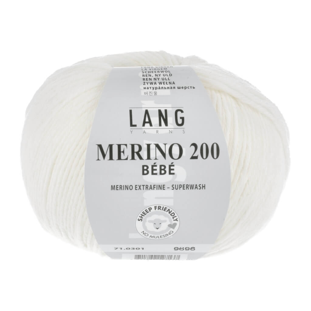 Lang Yarns 71.0301 - Weiss Lang Yarns Merino 200 Bebe - 50g Lieblingsgarn