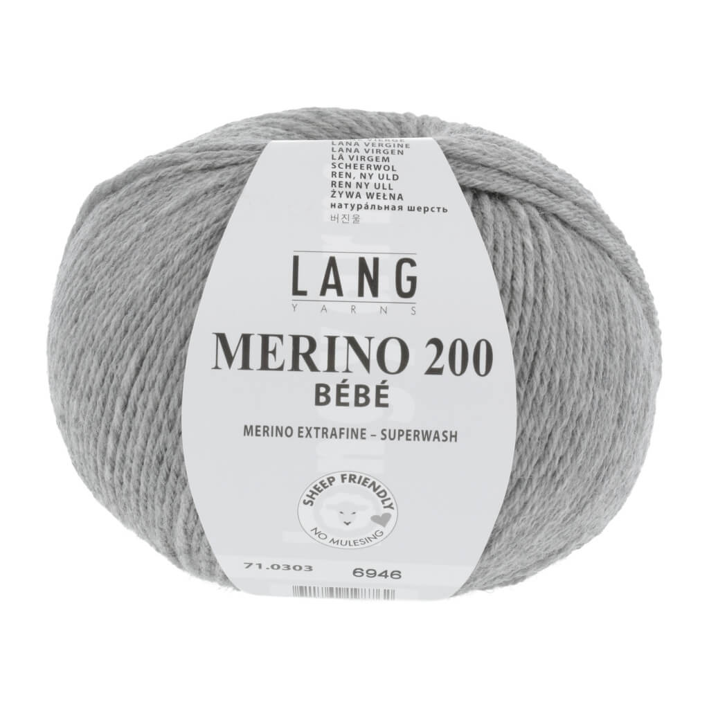 Lang Yarns 71.0303 - Hellgrau Mélange Lang Yarns Merino 200 Bebe - 50g Lieblingsgarn