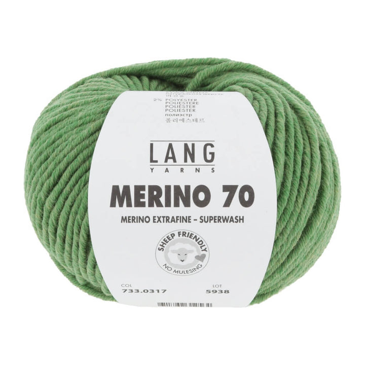 Lang Yarns Merino 70 50g 733.0317 - Grün Mélange Lieblingsgarn
