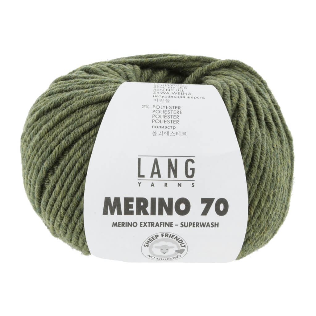 Lang Yarns 733.0398 - Dunkelolive Mélange Lang Yarns Merino 70 50g Lieblingsgarn
