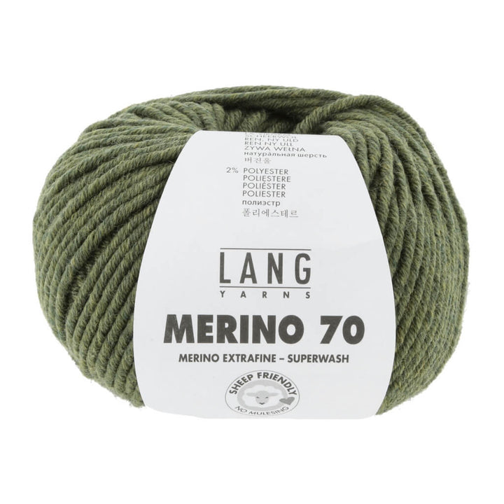 Lang Yarns 733.0398 - Dunkelolive Mélange Lang Yarns Merino 70 50g Lieblingsgarn