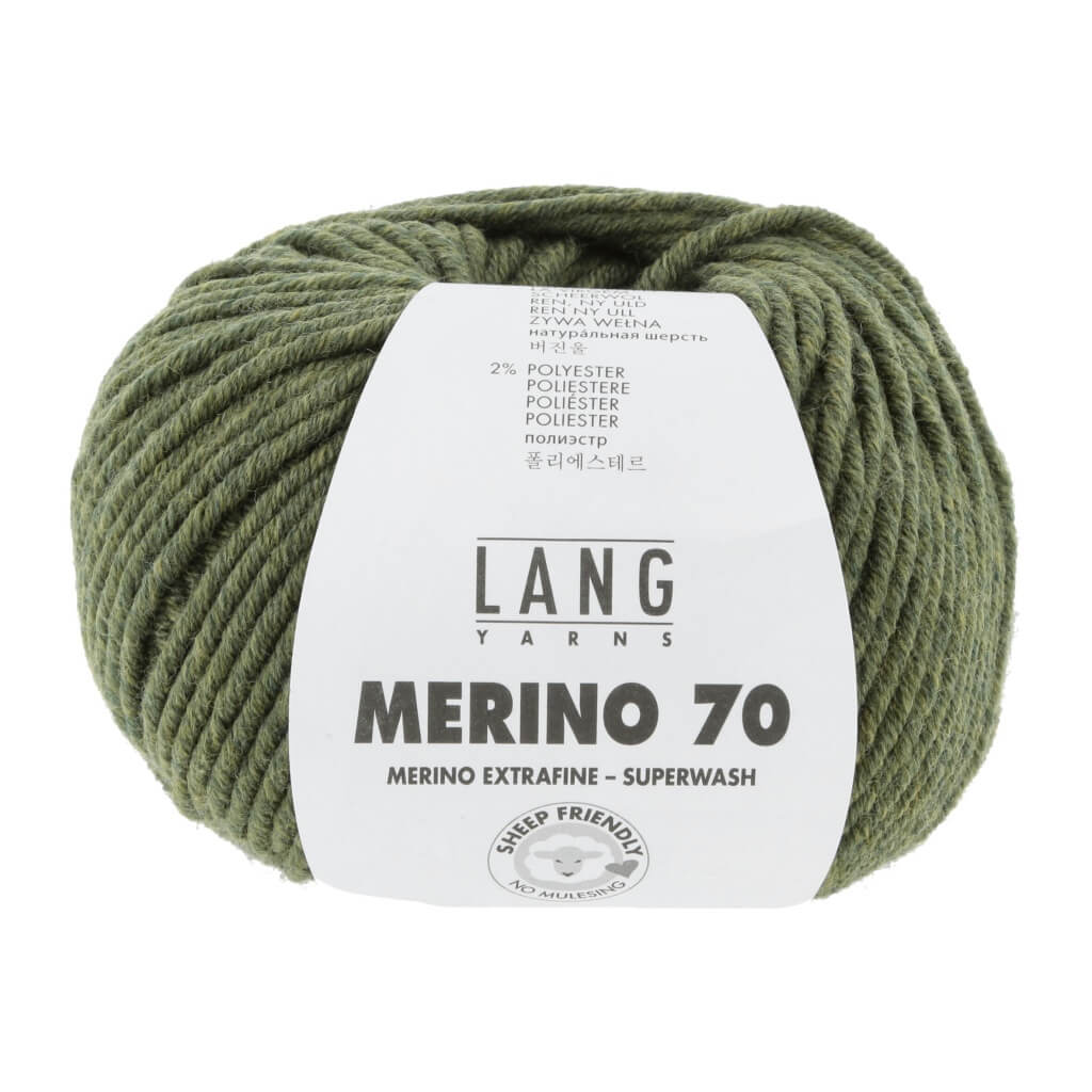 Lang Yarns Merino 70 50g 733.0398 - Dunkelolive Mélange Lieblingsgarn