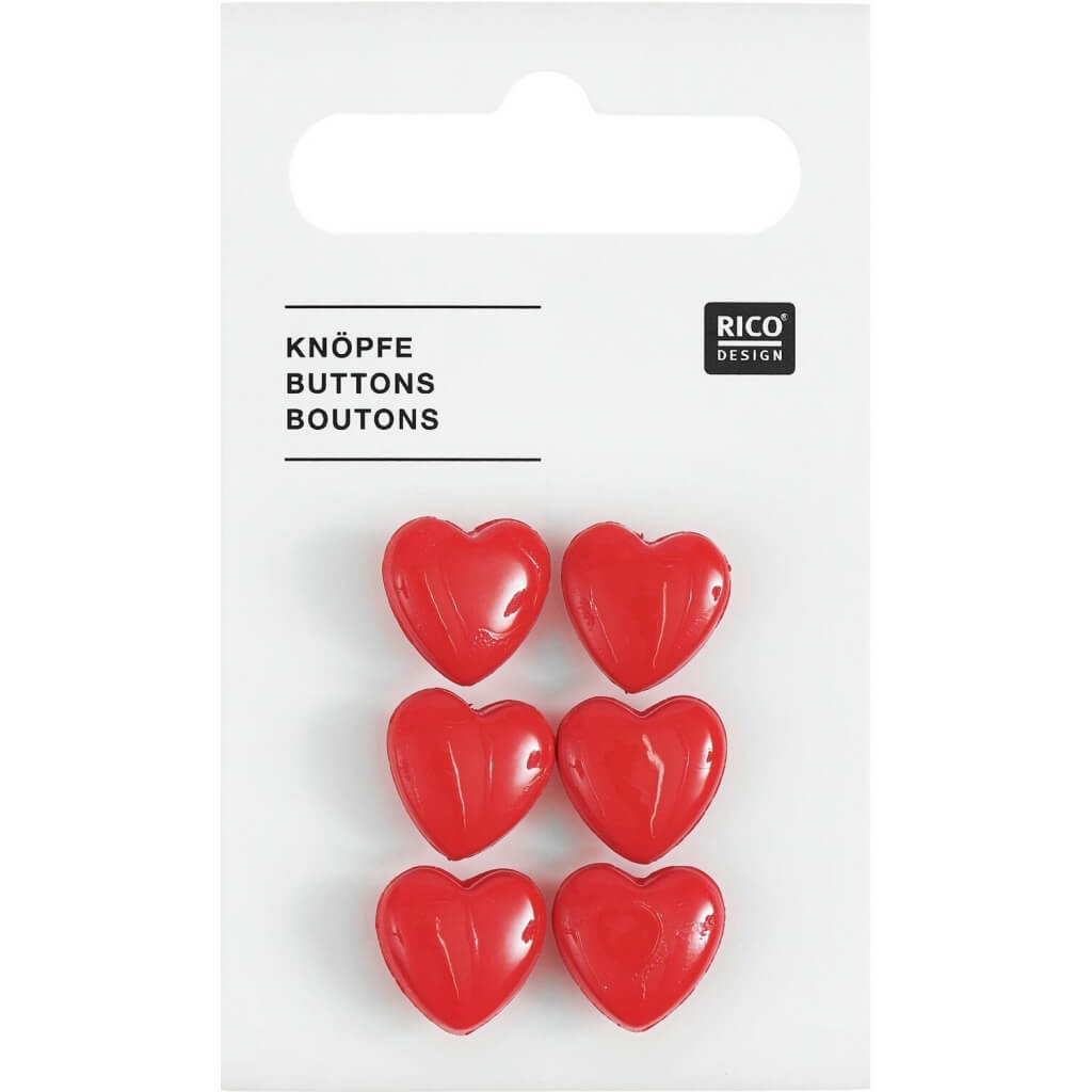 Rico Design Rico Design Knopf Herz 6 Stk. Lieblingsgarn