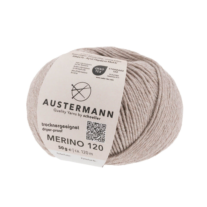 Austermann Merino 120, Farbe 137 Beige Meliert – Merino und Schurwolle bei Lieblingsgarn