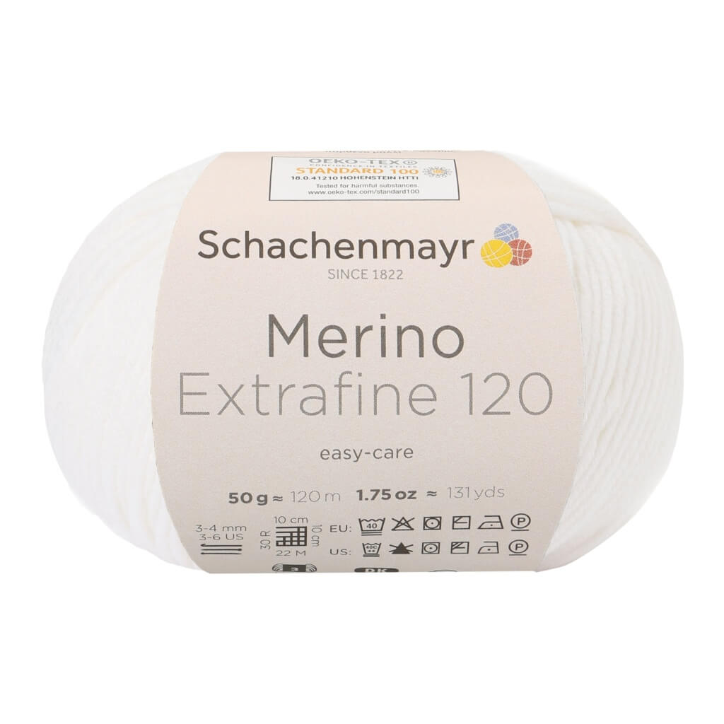 Schachenmayr 101 - Weiss Schachenmayr Merino Extrafine 120 - Merinogarn Lieblingsgarn