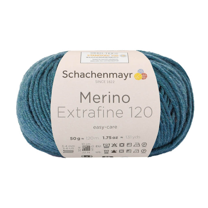 Schachenmayr 166 - Meerblau Meliert Schachenmayr Merino Extrafine 120 - Merinogarn Lieblingsgarn