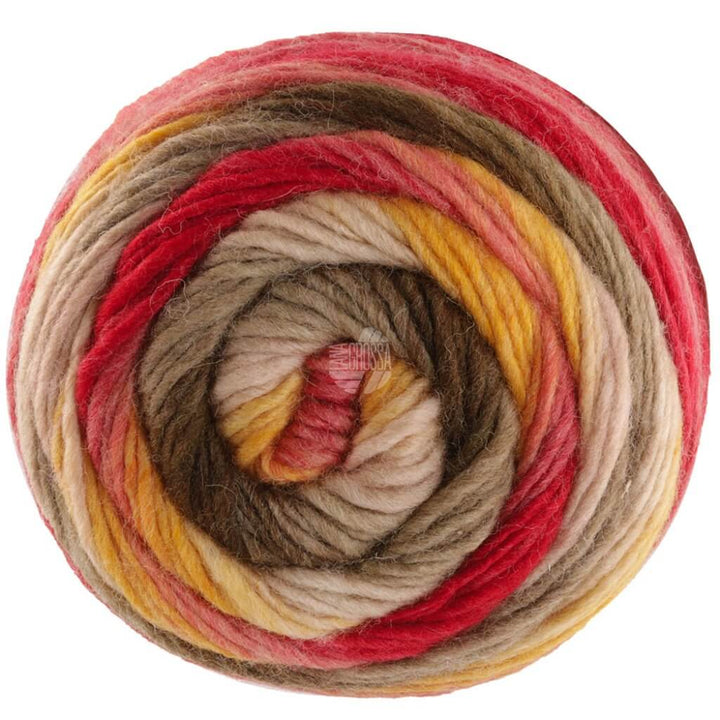 Lana Grossa 7 - Hellrot/Gelb/Beige/Khaki/Umbra/Tomatenrot Lana Grossa Aktion Colorato Lieblingsgarn