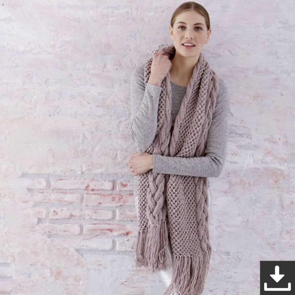 Schachenmayr Pattern Schal im Aranmuster Strickset - Schachenmayr (PDF) Lieblingsgarn