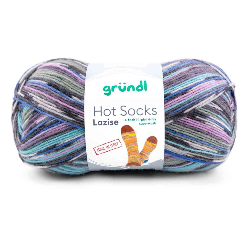 Gründl 06 -schiefergrau-hellrosé-pastelltürkis-minttürkis-mel Gründl Hot Socks Lazise Sockenwolle Lieblingsgarn