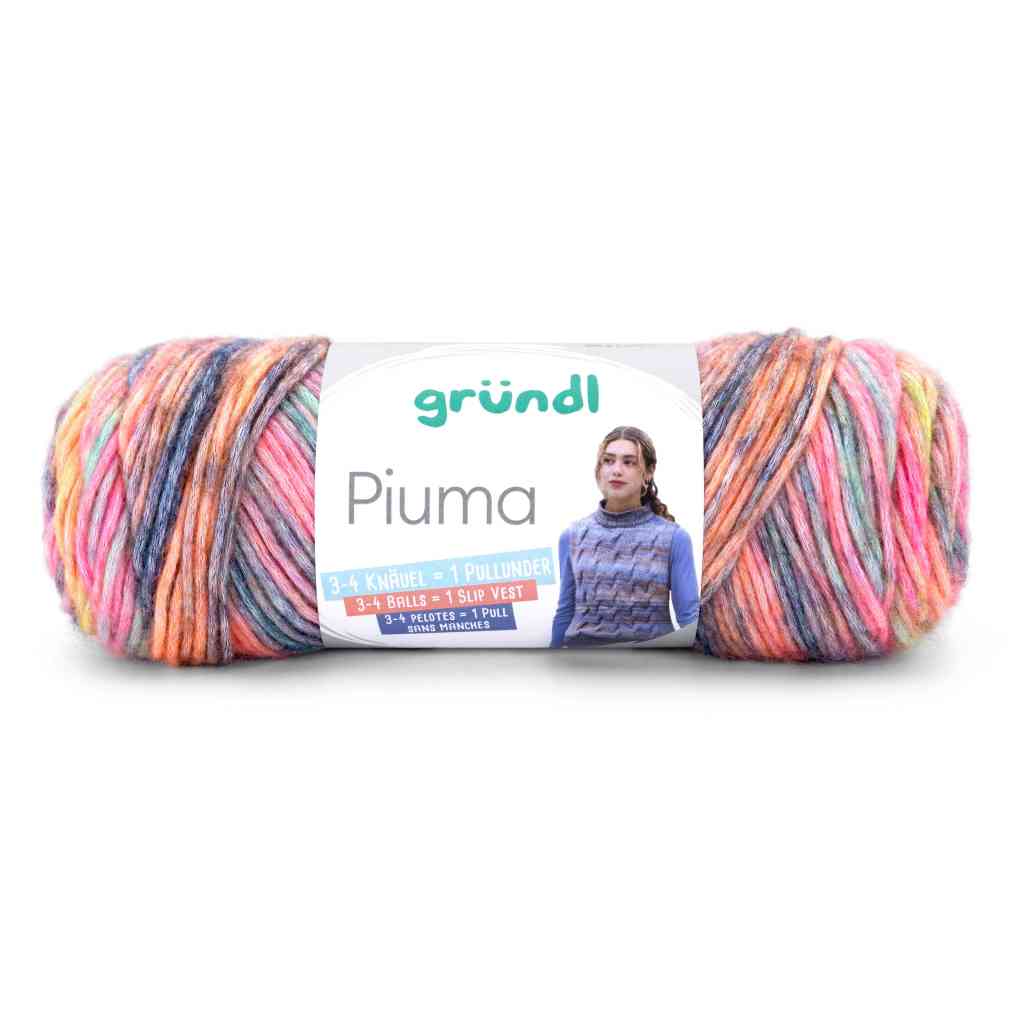 Gründl 03 -mauve-magenta-orange-aqua Gründl Piuma Wolle Lieblingsgarn