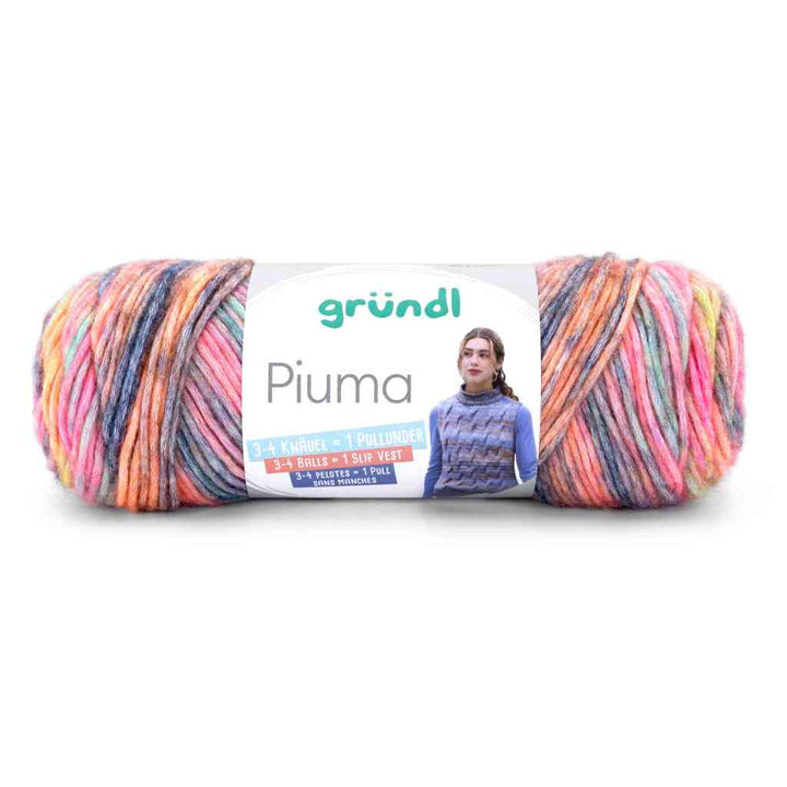 Gründl 03 -mauve-magenta-orange-aqua Gründl Piuma Wolle Lieblingsgarn