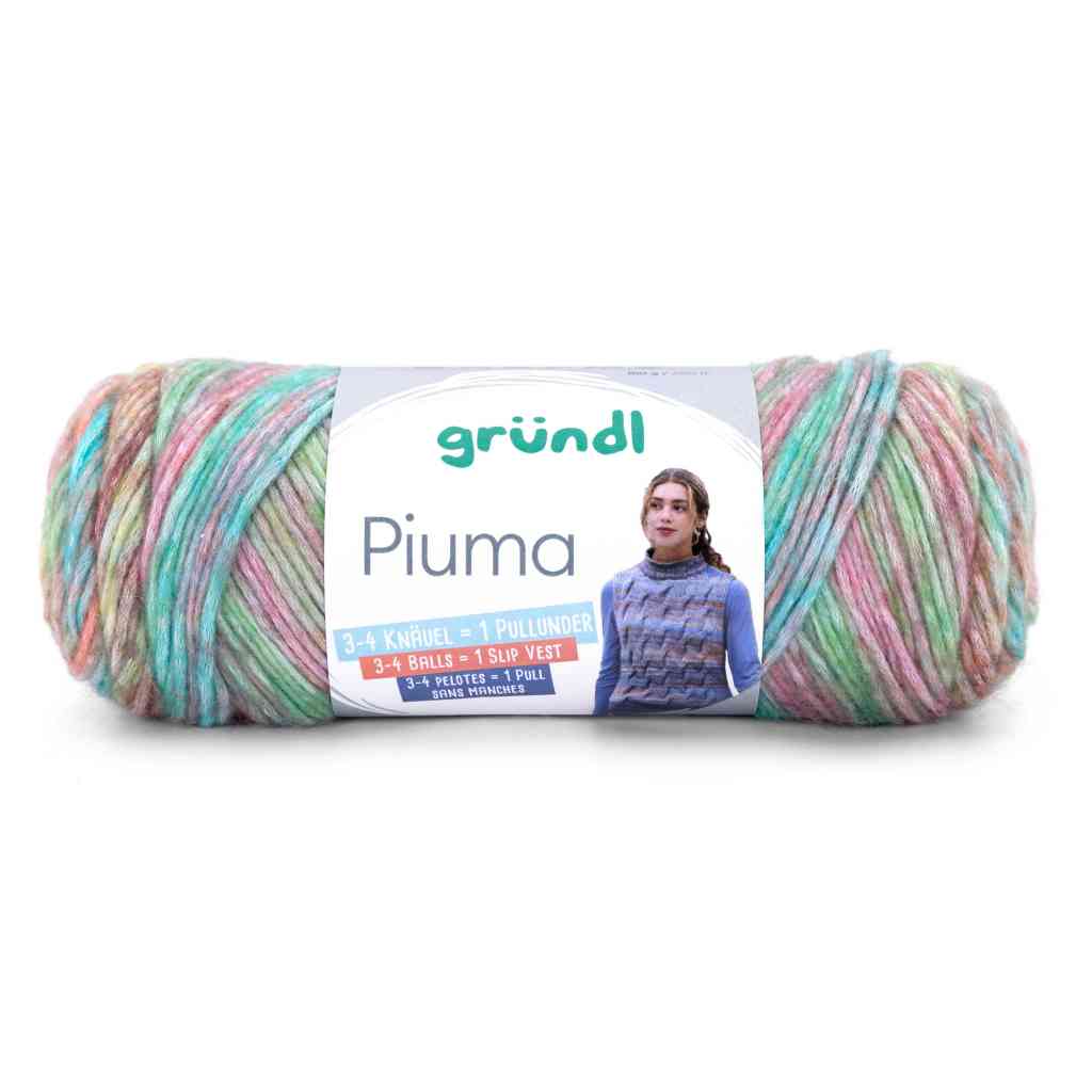 Gründl Piuma, Farbe 05  flieder aqua himbeer grasgrün – Baumwolle bei Lieblingsgarn