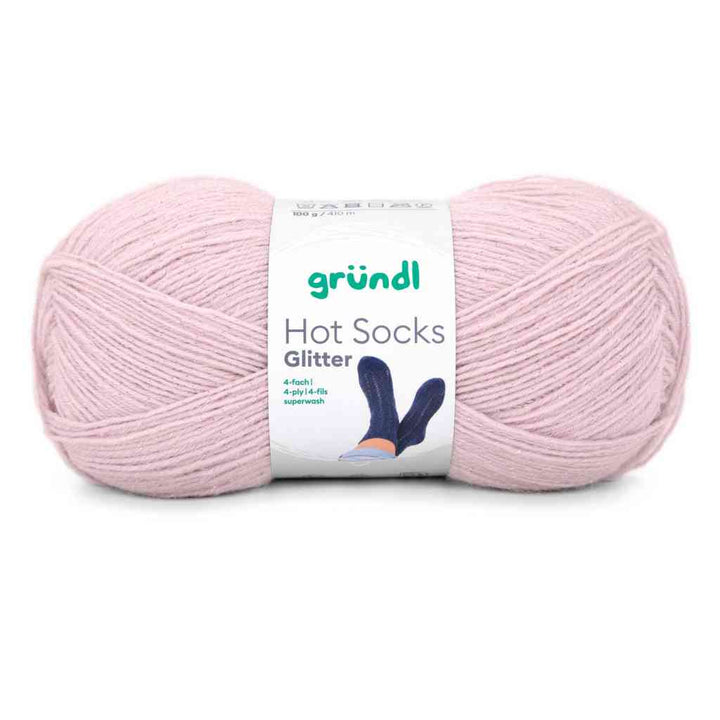 Gründl Hot Socks Glitter Sockenwolle, Farbe 03  rosé glitter – Schurwolle und Synthetik bei Lieblingsgarn