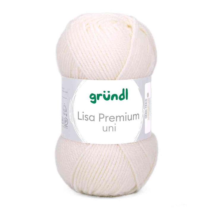 Gründl Lisa Premium Uni, Farbe 02  creme – Synthetik bei Lieblingsgarn