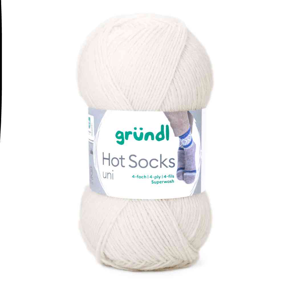 Gründl Hot Socks uni 50 Sockenwolle, Farbe 01  creme – Schurwolle und Synthetik bei Lieblingsgarn
