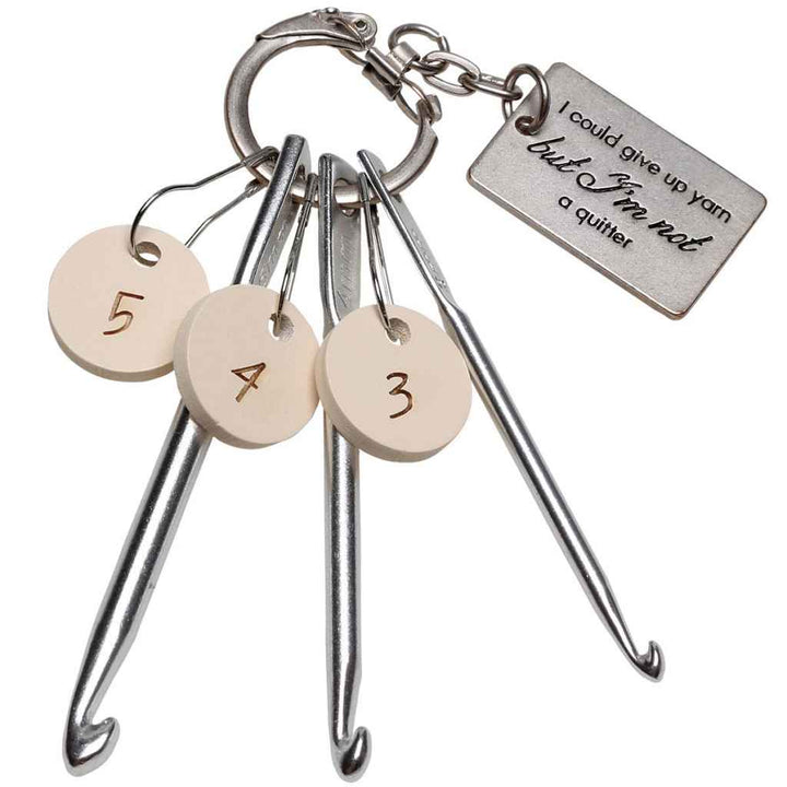 Go Handmade Silver Go Handmade Schlüsselanhänger mit Häkelnadeln und Maschenmarkierern Lieblingsgarn
