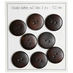 Go handmade Wooden buttons, 2 holes, D12mm, set of 8 pcs. Ufo