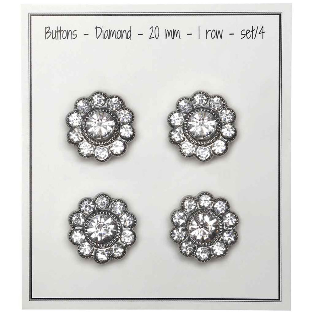 Go Handmade 20 / silver 1 row / 4 Go Handmade Diamanten Knöpfe Lieblingsgarn