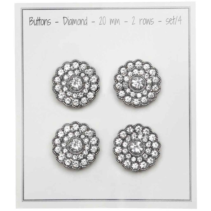 Go Handmade Diamanten Knöpfe, Farbe silver 2 rows – Synthetik bei Lieblingsgarn
