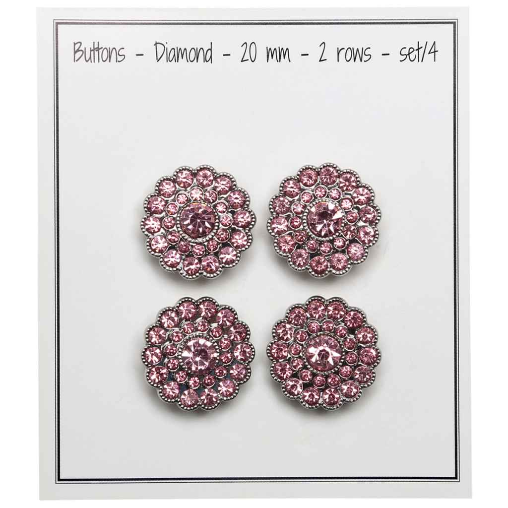 Go Handmade 20 / pink 2 rows / 4 Go Handmade Diamanten Knöpfe Lieblingsgarn