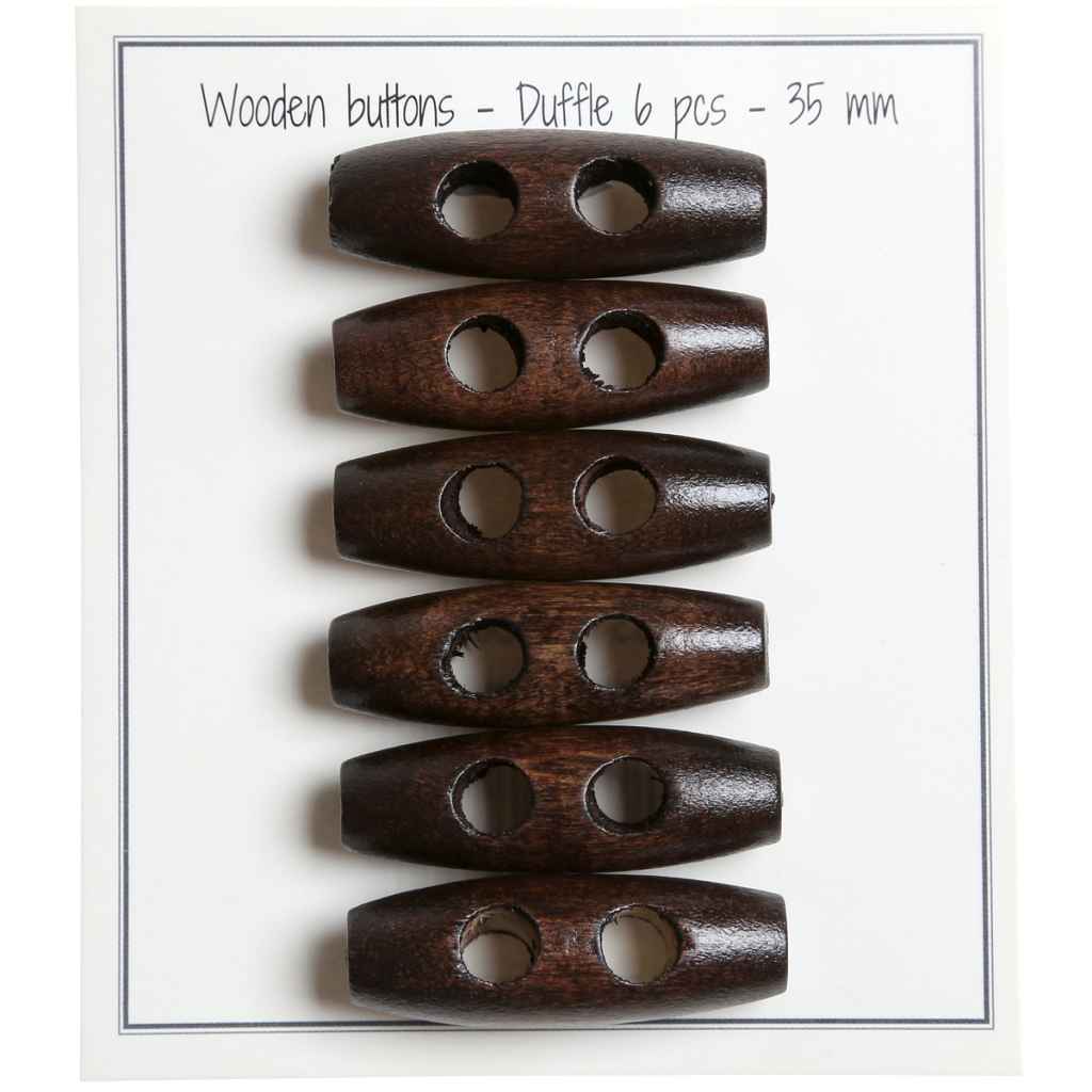Go handmade Wooden buttons duffle, 30mm, set of 6 pcs.