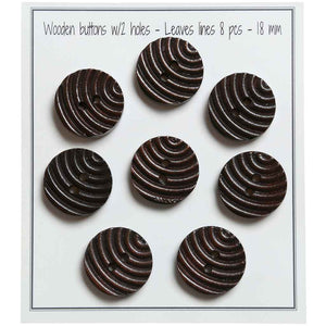 Go handmade Wooden buttons 15mm, rainbow 2 holes, set of 8 pcs.
