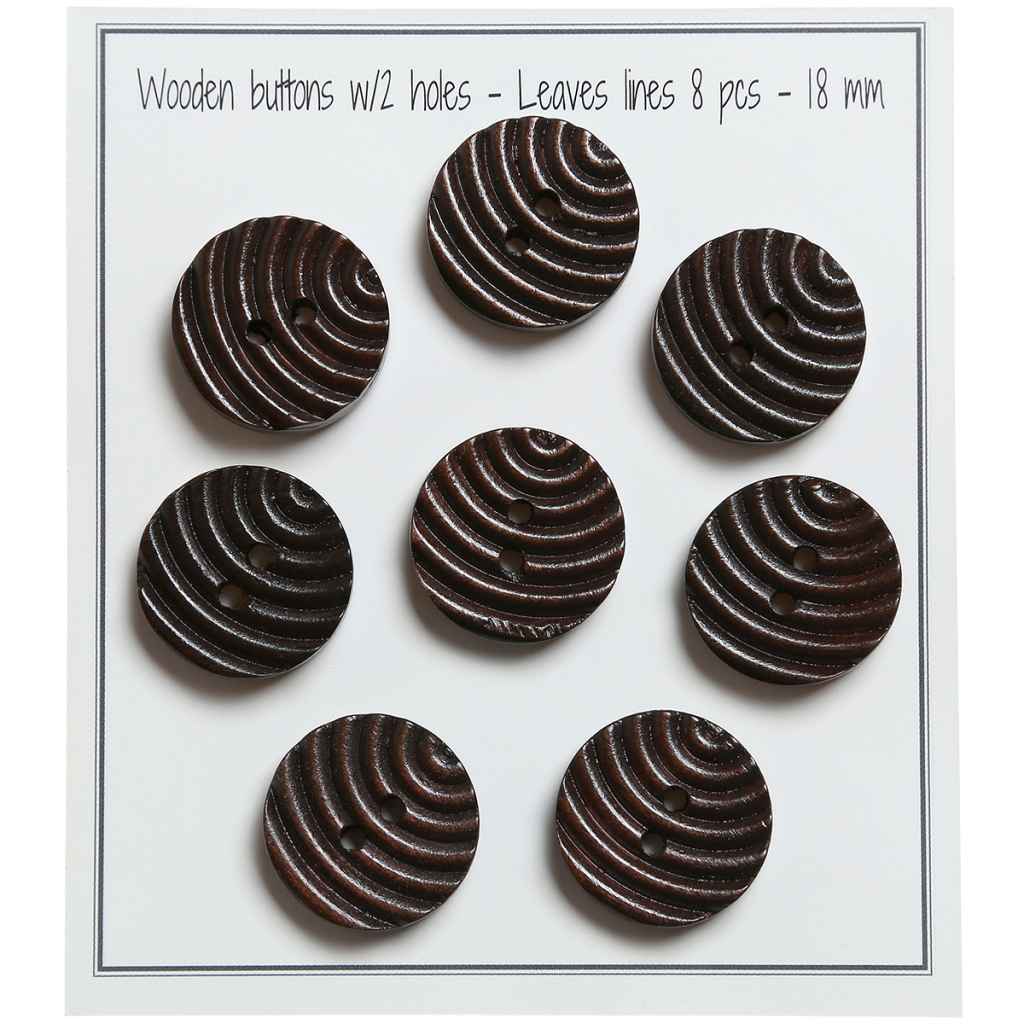 Go handmade Wooden buttons 15mm, rainbow 2 holes, set of 8 pcs.