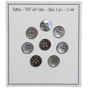 Go handmade Pearl buttons MOP 12mm 4 holes, set of 8 pcs.