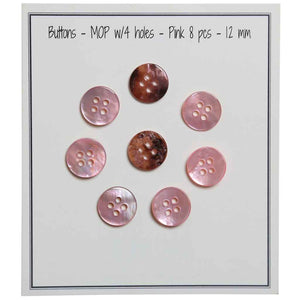 Go handmade Pearl buttons MOP 12mm 4 holes, set of 8 pcs.