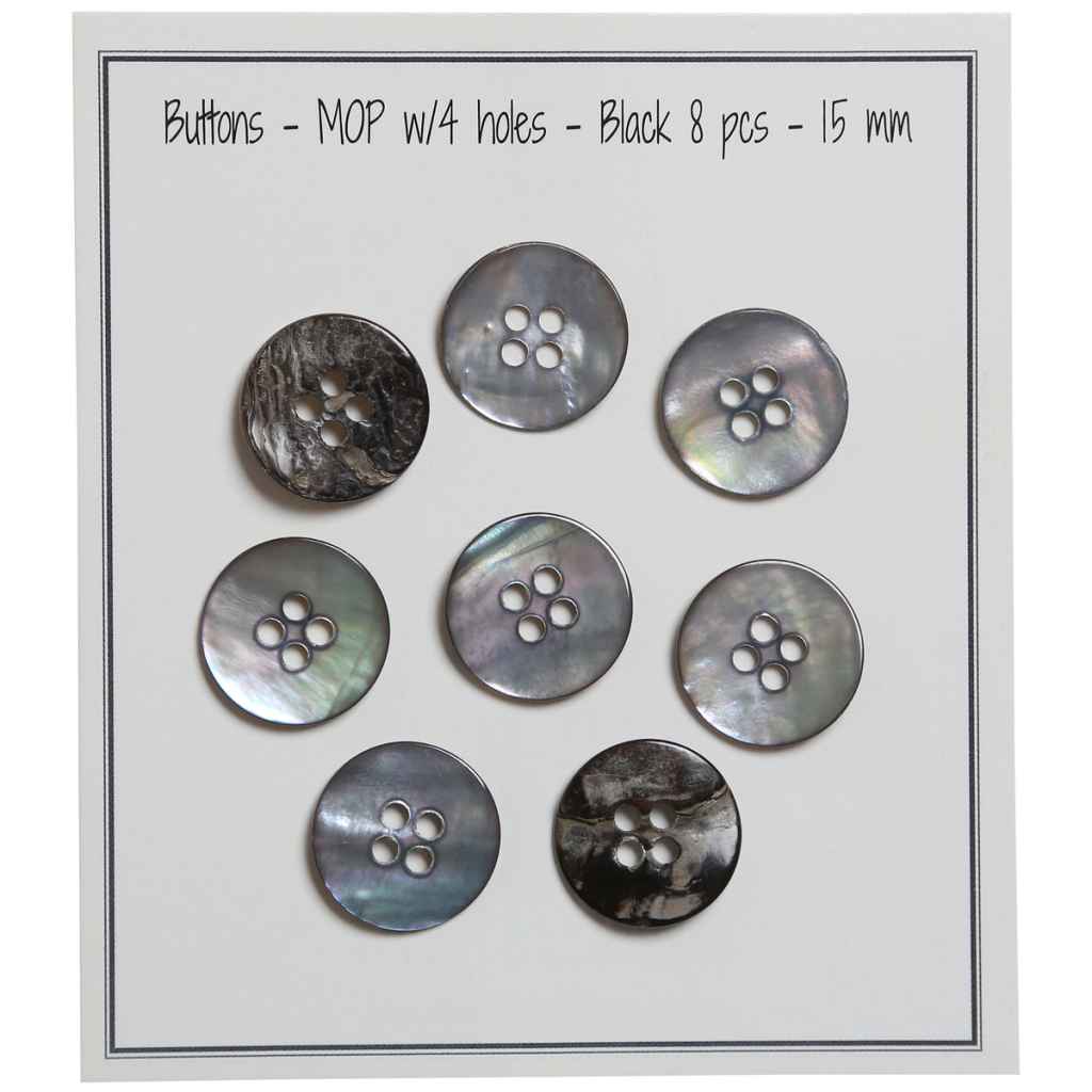 Go handmade Pearl buttons MOP 12mm 4 holes, set of 8 pcs.