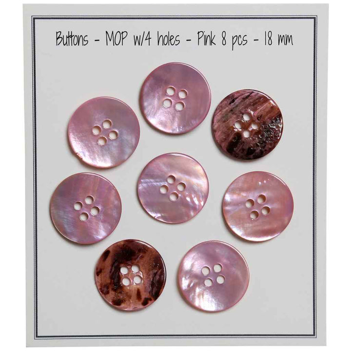 Go handmade Pearl buttons MOP 12mm 4 holes, set of 8 pcs.