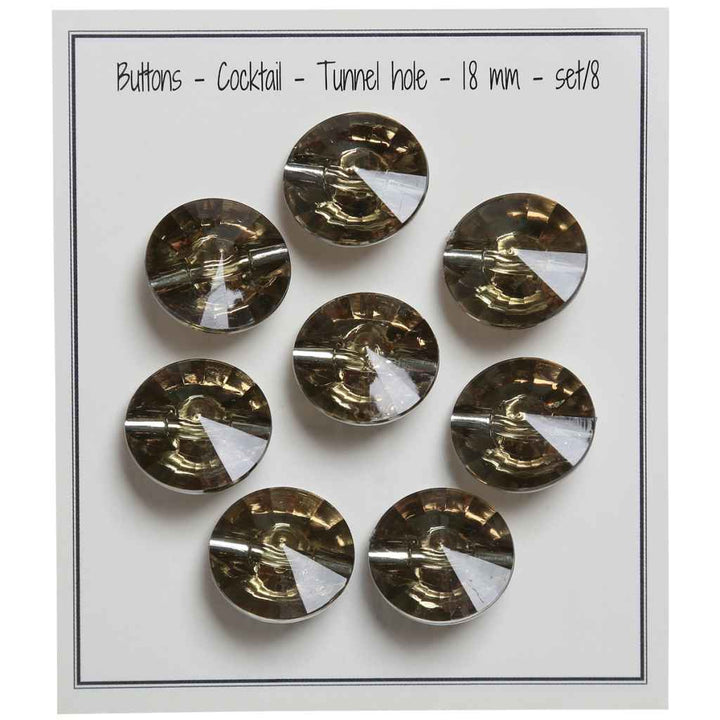 Go handmade Buttons Cocktail, 18mm tunnel hole, set of 8 pcs.