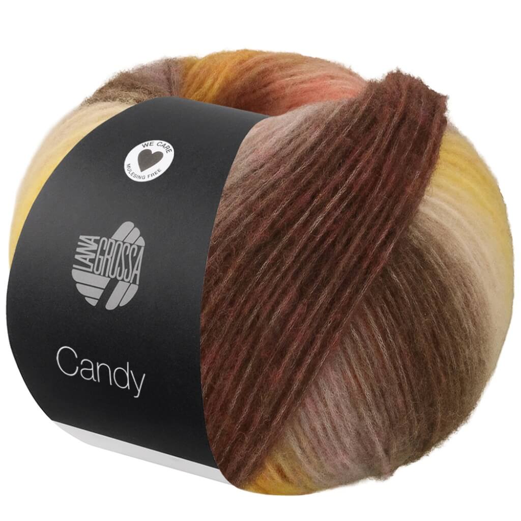 Lana Grossa 7 - Lila/Limette/Tomatenrot/Violett/Dunkelviolett/ Beige/Camel/Grau-/Dunkelbraun/Maisgelb Lana Grossa Candy Lieblingsgarn
